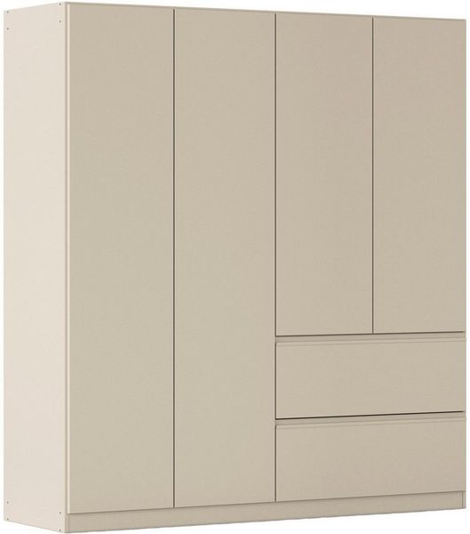Rauch Möbel Costa, Kleiderschrank für Schlafzimmer, Kinderzimmer, Babyzimmer, Garderobe, Flur, 4-türig, 2 Schubladen, Push-to-Open, mit Zubehör Classic, Farbe Beige, Breite 181 cm