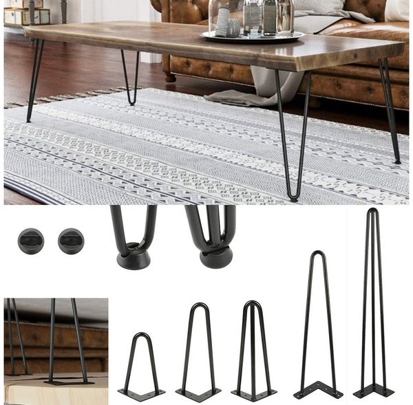 JEOBEST Bücherregal Hairpin Legs,Haarnadelbeine,Hairpin Legs Austauschbare Tisch,2 Streben, DIY 4er Set, 20-50 cm hoch, Metall, Mit Bodenschoner
