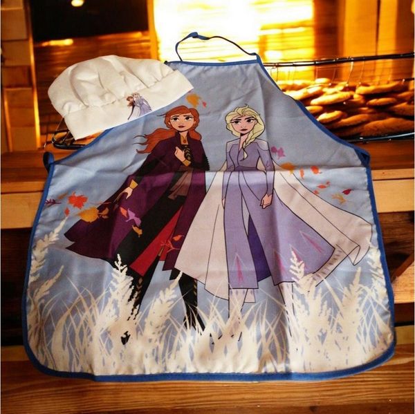 Disney Frozen Kochschürze Kochschürze für Kinder mit Kochmütze, Anna & Elsa, Blau