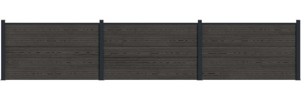 vidaXL Zaunelement 3 pcs WPC und Aluminium Schwarz 3429449