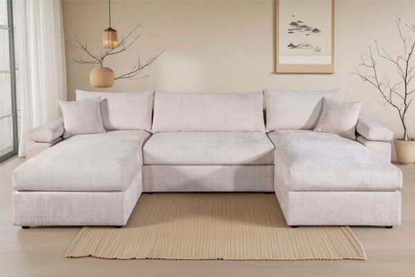 OTTO home Wohnlandschaft Cosy U-Form, B: 309 cm, Sitzaufbau im Sandwich-Federkern, 2 Zierkissen, Mega-Sofa, Cord oder Struktur weich, Kaltschaumauflage