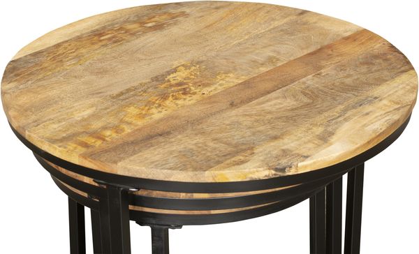 Beistelltisch HEINZ 3er Set - Mangoholz Braun 50 x 60 x 60 cm | Couchtisch Sofatisch Abstelltisch Bild 4
