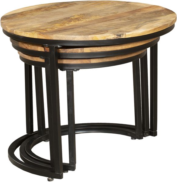 Beistelltisch HEINZ 3er Set - Mangoholz Braun 50 x 60 x 60 cm | Couchtisch Sofatisch Abstelltisch Bild 2