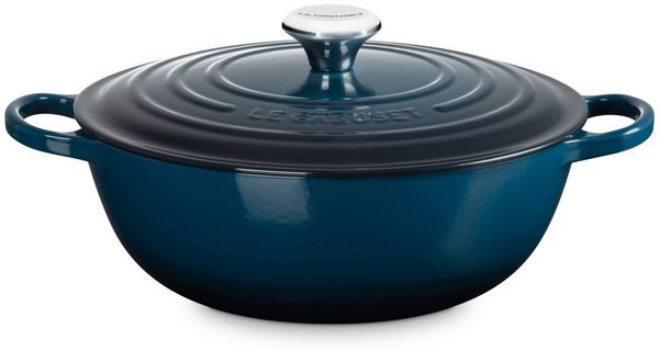 LE CREUSET Bräter Bräter La Marmite Signature rund nuit 28cm, Emailliertes Gusseisen