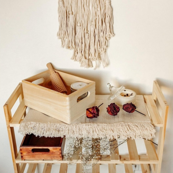 Creative Deco Holzkiste Obstkiste Korb 30x20x13cm (1cm) mit Griffen ohne Deckel, mit Griffen, ohne Deckel Bild 3