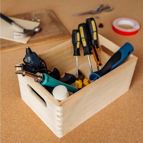 Creative Deco Holzkiste Obstkiste Korb 30x20x13cm (1cm) mit Griffen ohne Deckel, mit Griffen, ohne Deckel Bild 2