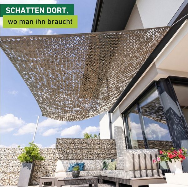 Windhager Beschattungsnetz COTE D´Azur - 3x4 Meter - Beige/Taupe - Sonnensegel, Sonnenschutz, Schattennetz, Schattierungsnetz - Terassenüberdachung - geeignet für Terasse, Balkon und Garten