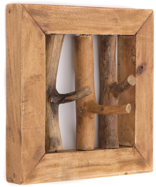 CREEDWOOD Wandgarderobe WANDGARDEROBE "LEONOR 25", Altholz massiv, 3 Haken, Äste Hakenleiste