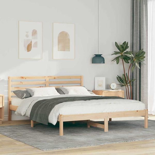 vidaXL Bettrahmen mit Kopfteil Braun 160 x 200 cm Massives Kiefernholz 872281