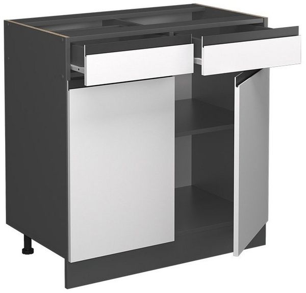 Küchenunterschrank R-Line Weiß 80 cm J-Shape, ohne Arbeitsplatte Vicco Bild 3