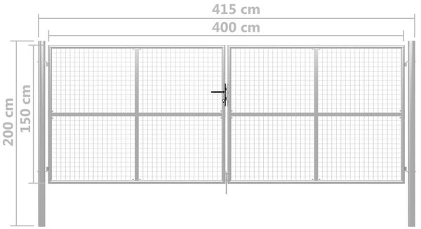 vidaXL Gartentor verzinkter Stahl 400 x 150 cm Silber 144301 Bild 5