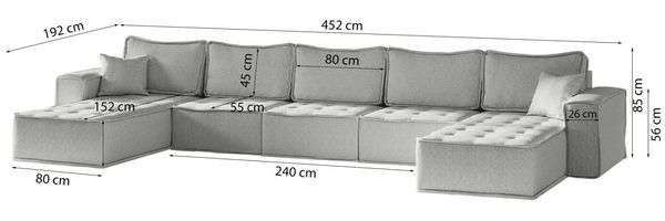 Wohnlandschaft Sofa U-Form Modulsofa-Set 6-teilig SANDE Stoff Alpine Anthrazit Bild 6