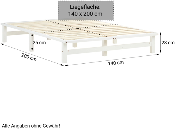 Holzbett 140x200 mit Matratze Bettkasten 2er Set Holzbettrahmen Weiß Palettenbett Doppelbett Bett Massiv Holz Bild 3