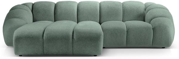 Micadoni Ecksofa Diana 3-Sitzer Links Strukturierter Samtstoff Minze