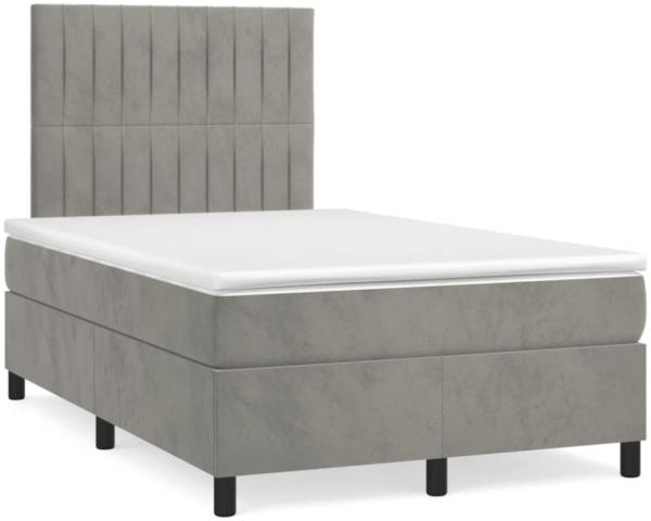 vidaXL Boxspringbett mit Matratze & LED Hellgrau 120x190 cm Samt 3270323