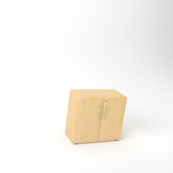 Rheinland Möbel Flügeltürenschrank Cabino 80×42×75 cm – abschließbarer Aktenschrank 2OH in Ahorn mit 110° Drehtüren & Metallgriff