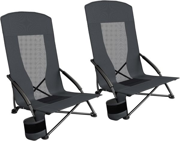 TLGREEN Klappstuhl Klappbar Strandstuhl,Campingstuhl mit Tragetasche, Getränkehalter, (2 St),150 kg Tragkraft für Outdoor, Camping, Strand, Sandkonzert