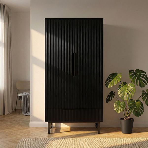 HOME DELUXE Kleiderschrank NYLA Schwarz - 100 x 200 cm
