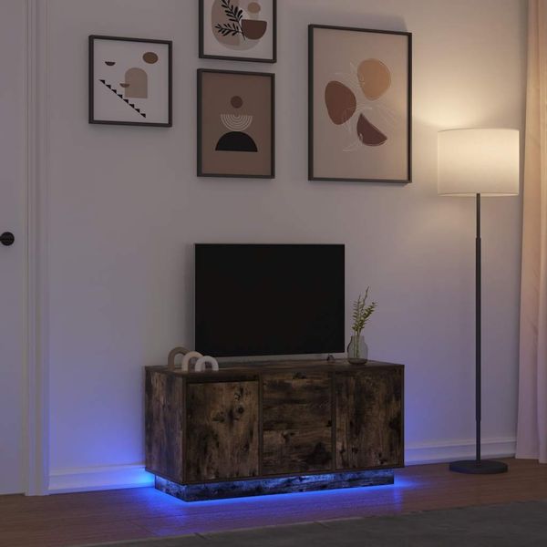 vidaXL TV-Schrank mit LED-Leuchten Räuchereiche 100x41x50 cm 861413