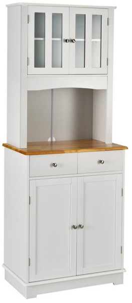 COSTWAY Küchenbuffet Küchenschrank Vitrinenschrank mit Schubladen, weiß, 170cm