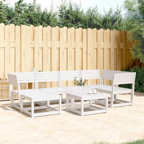 vidaXL 6-tlg. Garten-Sofagarnitur Weiß Massivholz Kiefer 3217031