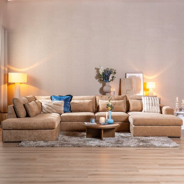 Bronx71 U-Sofa Kyle 6-Sitzer Chenille peach