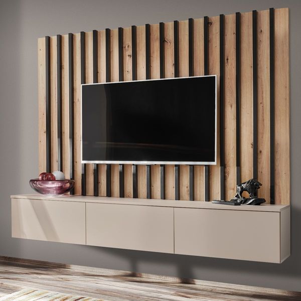 TV-Lowboard Set Pearl in Kaschmir und Artisan Eiche 180 cm