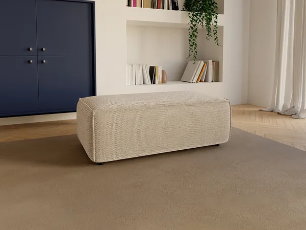 Vente-unique - AMELIA Pouf Stoff Beige - B 69 cm x H 42 cm x L 102 cm