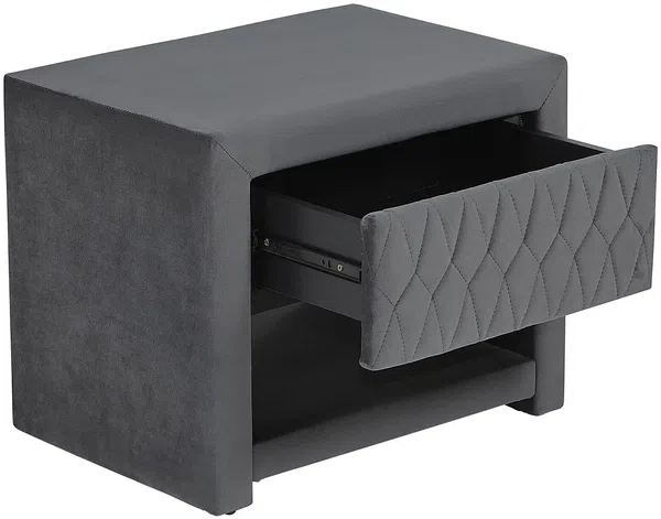 Vente-unique - DANIELE Bedside table SamtStoff Grau - B 35 cm x H 41 cm x L 50 cm Bild 3