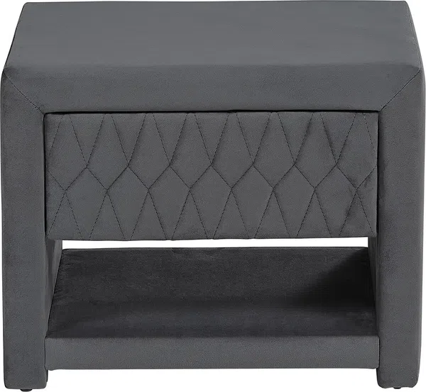Vente-unique - DANIELE Bedside table SamtStoff Grau - B 35 cm x H 41 cm x L 50 cm Bild 4
