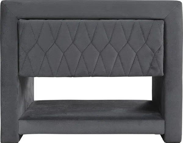 Vente-unique - DANIELE Bedside table SamtStoff Grau - B 35 cm x H 41 cm x L 50 cm Bild 2