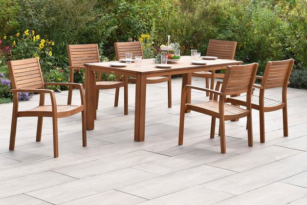 MERXX Garten-Essgruppe »Batavia«, (Set, 7-tlg), moderne Landhausoptik in warmen Holznuancen