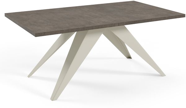 MEBLINI Esstisch Ausziehbar aus Metall - 140-240 x 80 x 76 cm - VENTI - Dunkelgrau Betonoptik/Kaschmir - Loft - Esszimmertisch Modern - Küchentisch - Ausziehtisch - Dining Table