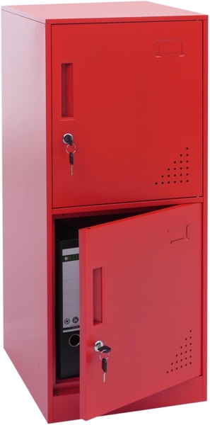 Spind HWC-P63, Schließfach Wertfachschrank Schließfachschrank 2 Türen, 90x38x45cm Stahl ~ rot