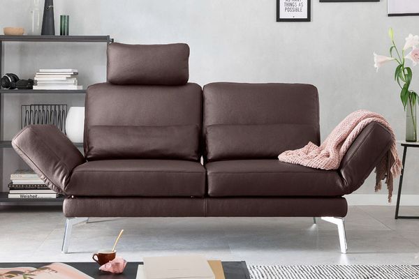 KAWOLA Sofa HURRICANE 2-Sitzer Leder braun 87 x 141 x 170 cm