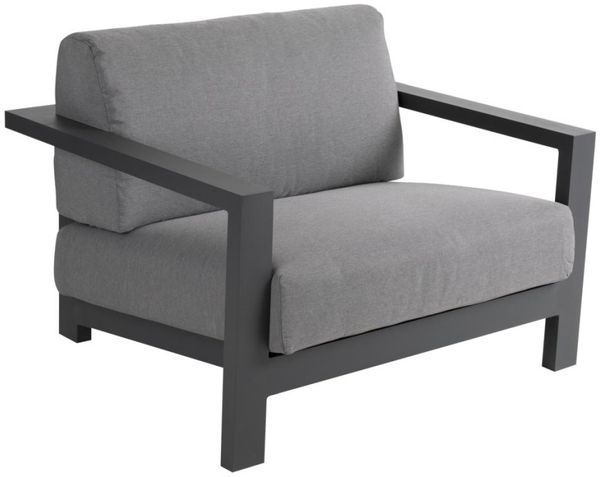 Gartensessel Amesdale mit Kissen aus Aluminium und Olefin-Stoff, modern, grau, Outdoor