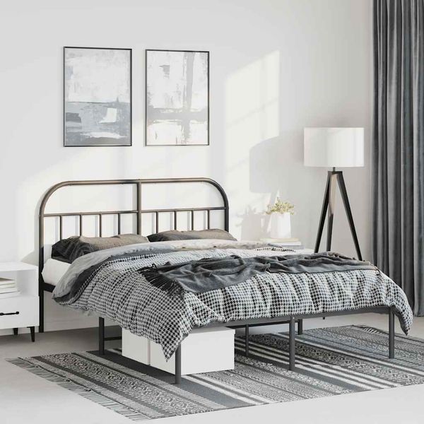vidaXL Bettgestell mit Kopfteil Metall Schwarz 150x200 cm 353637