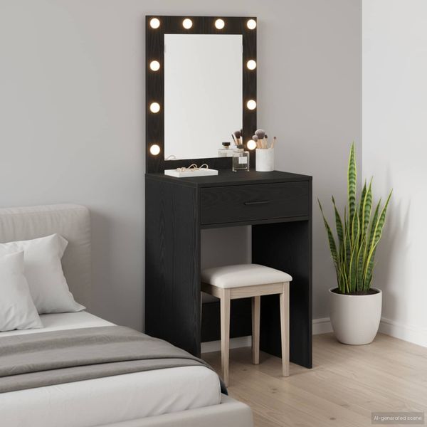 vidaXL Schminktisch mit Speicher Schwarz Eichen-Optik 50 x 41 x 135 cm 865038