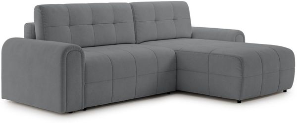 Selsey Simolla – Ecksofa mit Schlaffunktion und Bettkasten, rechts, Chenille, Grau