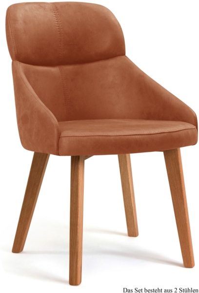 Esszimmerstuhl (2er-Set) Dasya 52x82x63 Eiche geölt/Cognac