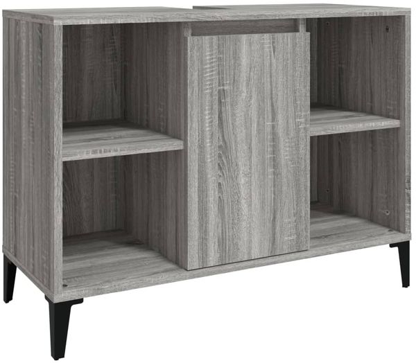 Waschbeckenunterschrank, Badschrank, Unterschrank Grau Sonoma 80x33x60 cm Holzwerkstoff j156p