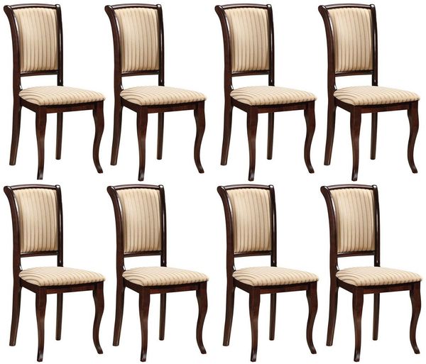 Feldmann-Wohnen Esszimmerstuhl Olivia (8 St), 8er Set Nussbaum dunkel / beige