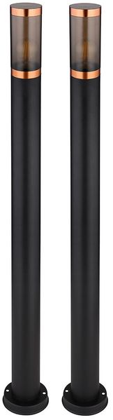 2x Stehleuchte, Edelstahl, Kupfer, rauchig, IP44, H 110cm