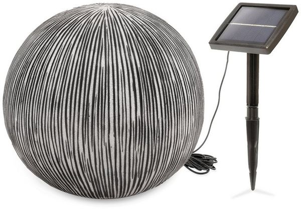 esotec LED Gartenleuchte Solarkugel Ribbed Ball DUO COLOR 5500K 2700K D26cm winterfest 102676, LED fest integriert