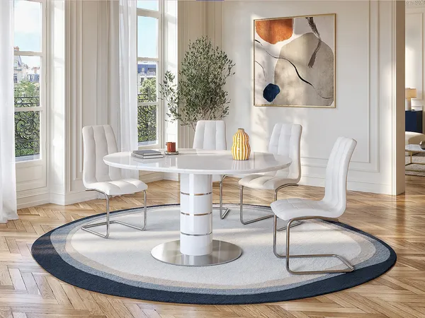 Vente-unique - NADYA Stuhl Kunstleder Weiß - B 60 cm x H 100 cm x L 43 cm