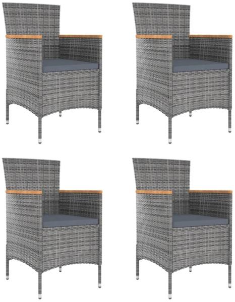 vidaXL Garten-Essstühle 4 Stk. Poly Rattan Grau 316696