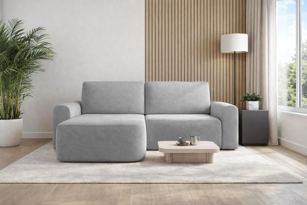 AX LIVING Sofa 250 cm breit mit Schlaffunktion Otterton in Hellgrau L