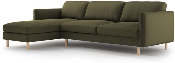 Micadoni Ecksofa Eden 4-Sitzer Links Samt Moßgrün Melange Bild 2