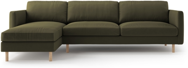 Micadoni Ecksofa Eden 4-Sitzer Links Samt Moßgrün Melange