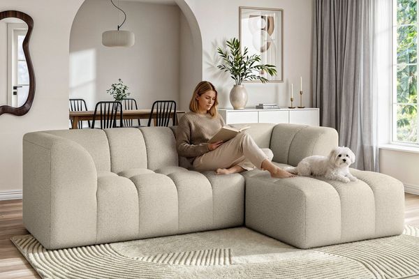 OTTO home Ecksofa TUURE L-Form, Verlässliche Qualität, moderne Steppung, Breite 255cm, Bubble Optik, moderne Steppung, hoher Sitzkomfort, Wellenunterfederung